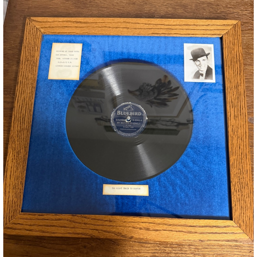 Vintage Ernest Tubb Bluebird 78 RPM Framed Record Right Train To Heaven 1936